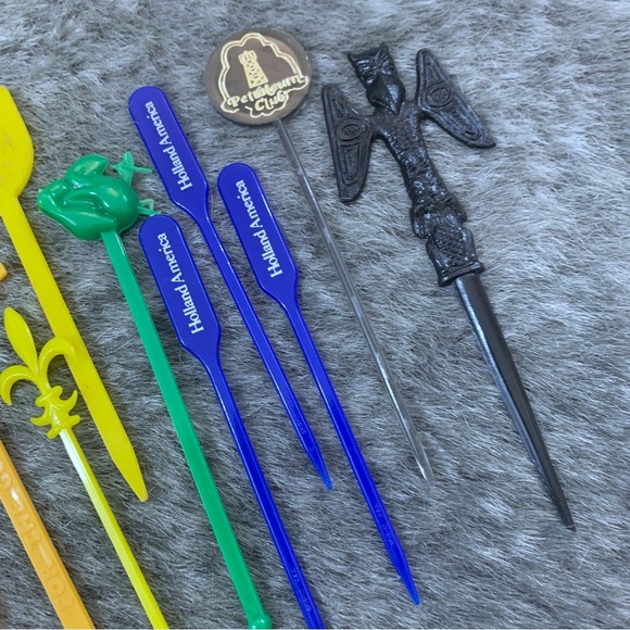 Vintage Swizzle Sticks Cocktail Appetizer Forks Lot - Picture 5 of 7